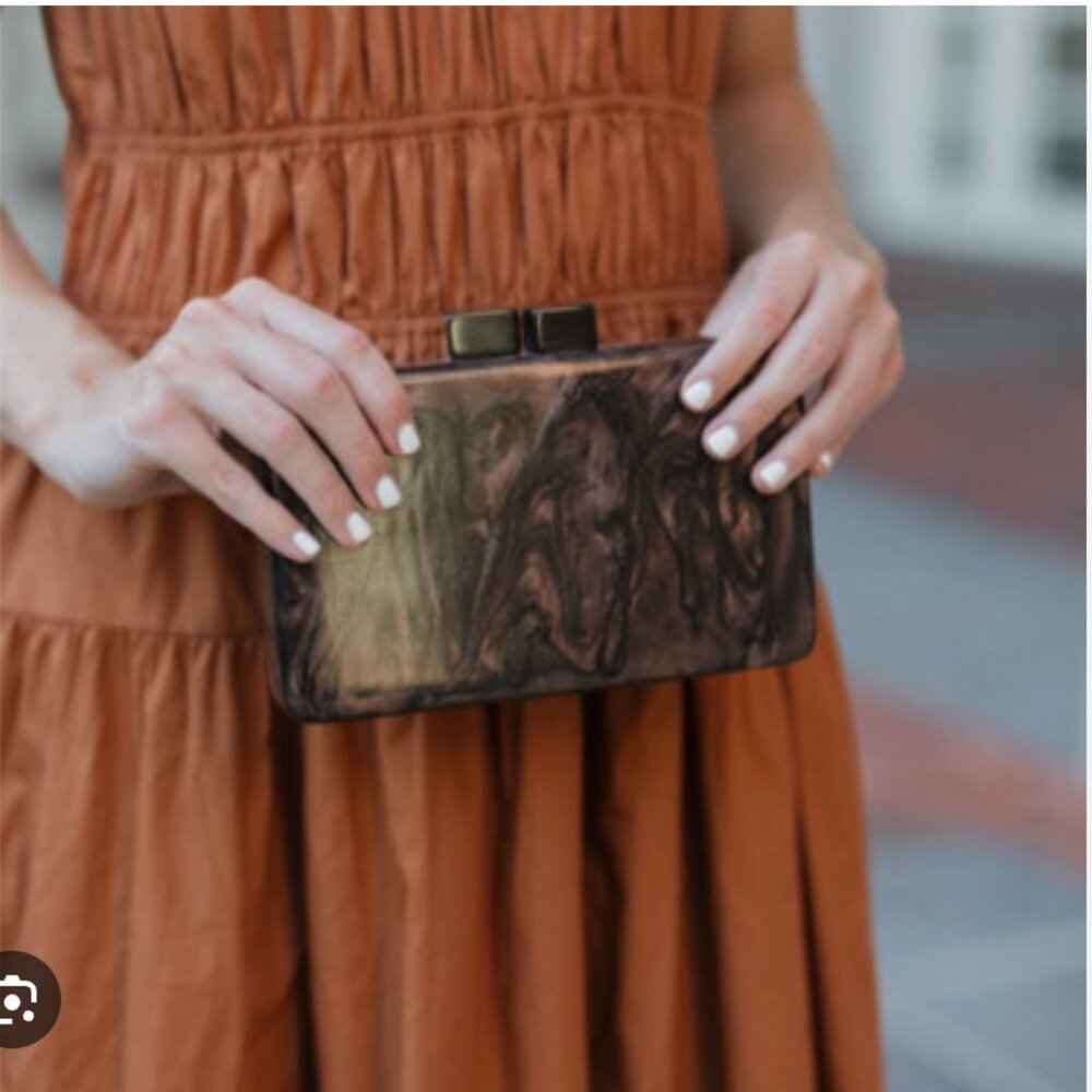 Brown Acrylic Marble Clutch